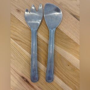 WILTON ARMETALE Flutes & Pearls SALAD Serving Spoon & Fork SET